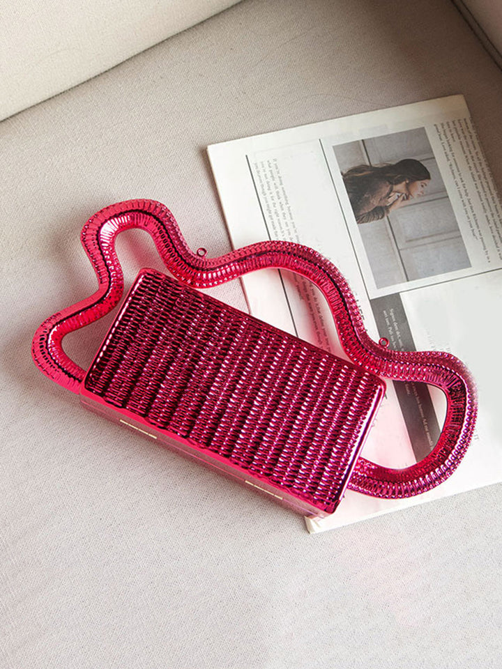 Sac à main géométrique à chaîne, couleur unie