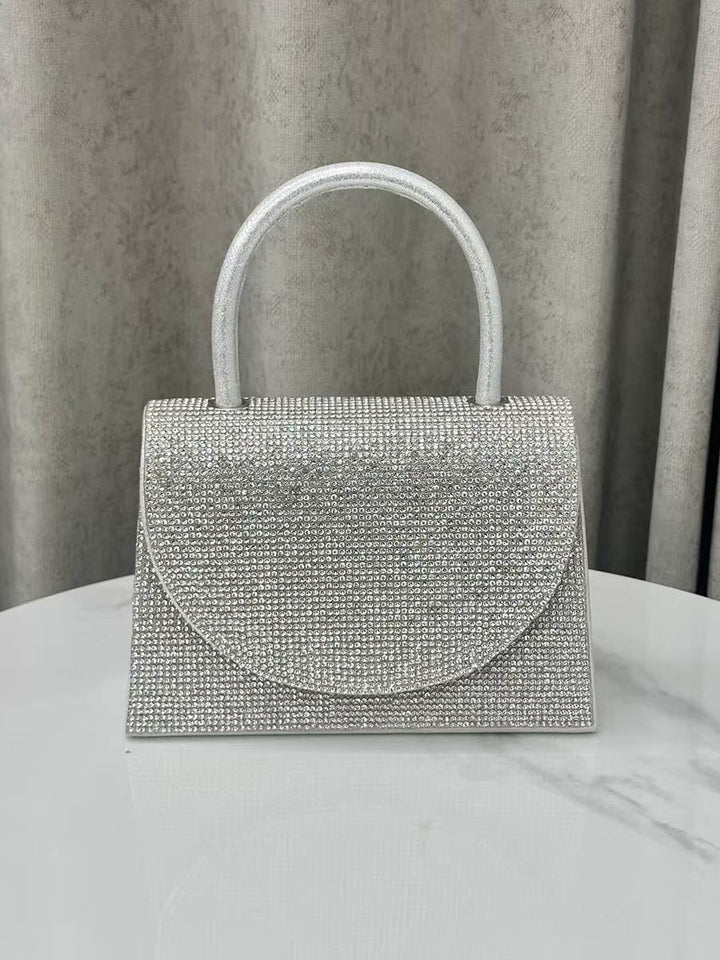 Pochette de soirée géométrique brillante à strass