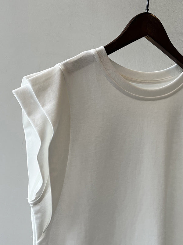 T-shirt ample sans manches, à empiècements, à col rond