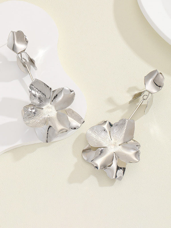 Boucles d'oreilles pendantes géométriques en forme de fleur