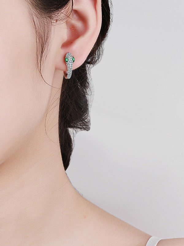 Boucles d'oreilles à strass, en forme de serpent