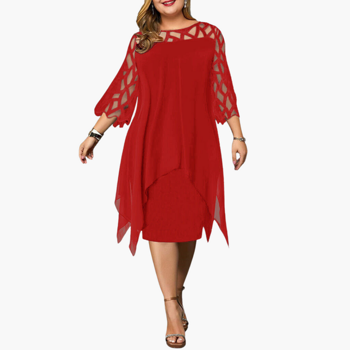 Robe de soirée légère pour femmes - robe midi avec manches découpées