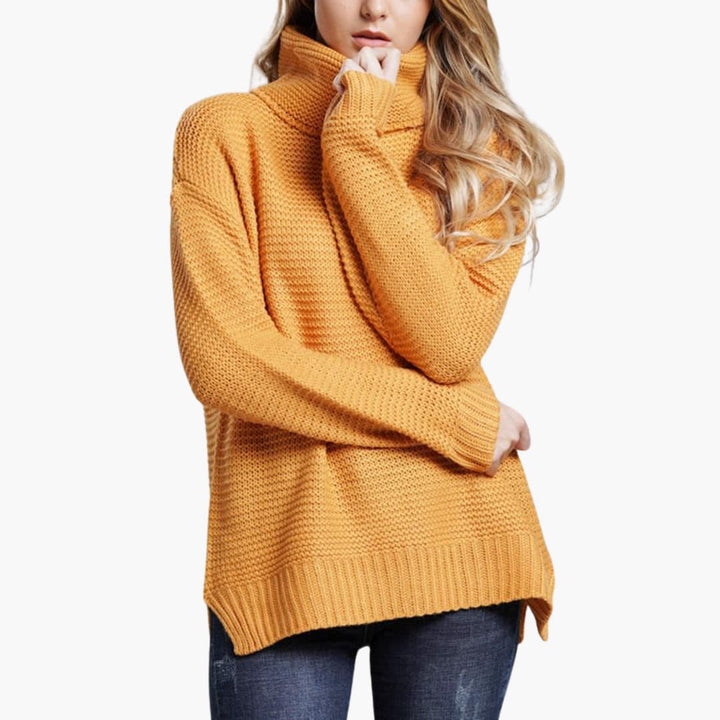 Pull femme à col roulé et manches longues
