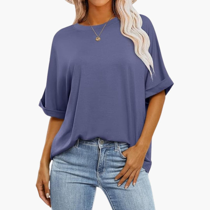 T-shirt oversize pour femmes avec col rond et manches courtes