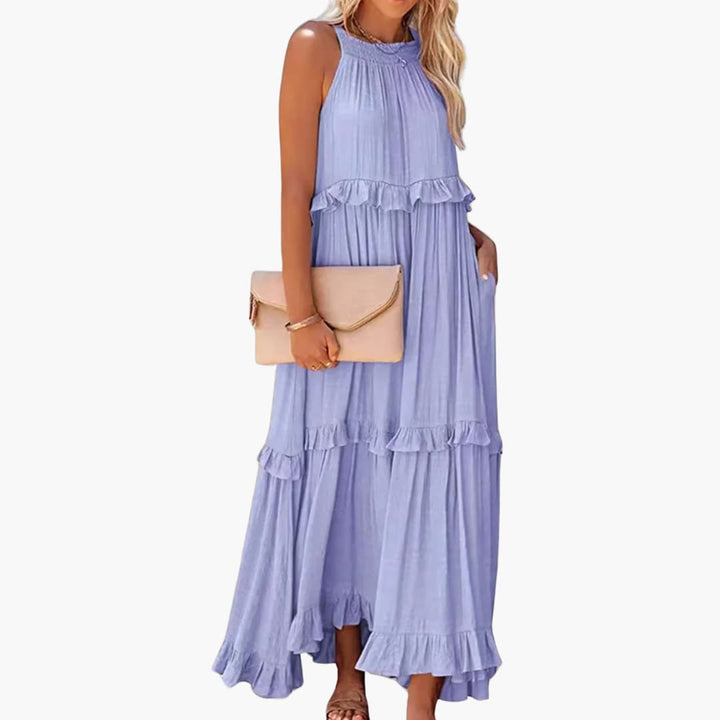 Robe maxi à volants - Robe à volants pour femmes, élégante et légère