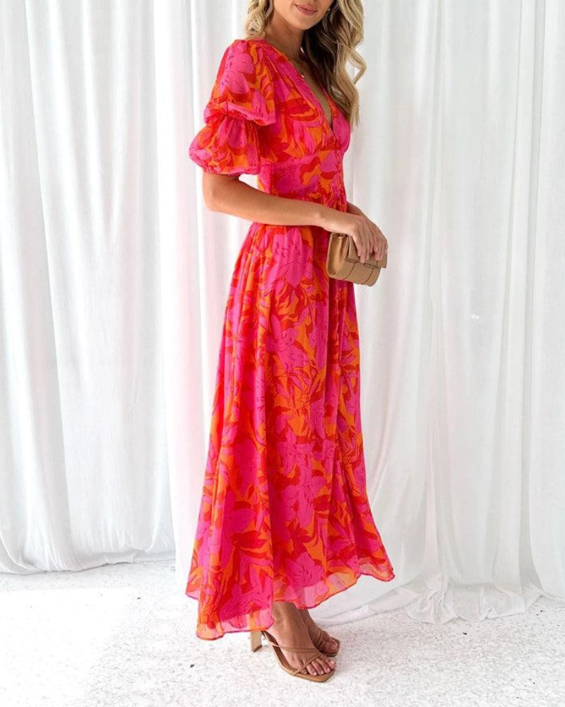 Derana™ - Robe Maxi Rose-Rouge