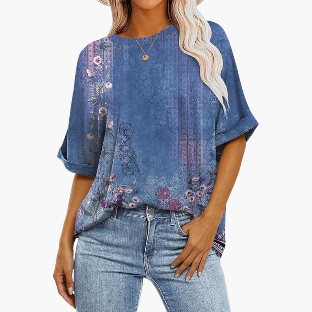T-shirt oversize pour femmes avec col rond et manches courtes