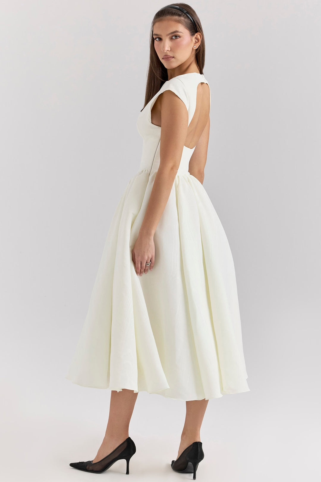 Robe Midi à Manches Courtes pour Femme Invité de Mariage