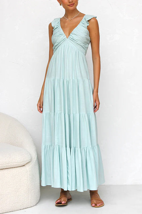 Juliet - Robe maxi avec décolleté en V et volants