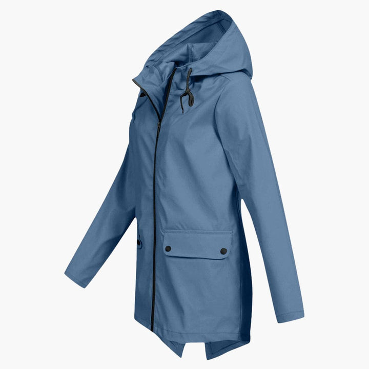 Manteau de pluie pour femmes avec capuche réglable et fermeture éclair