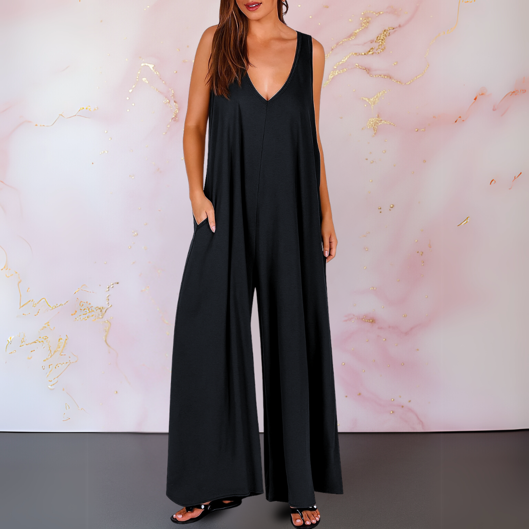 Magda™ | Combinaison confortable avec décolleté en V et jambes larges