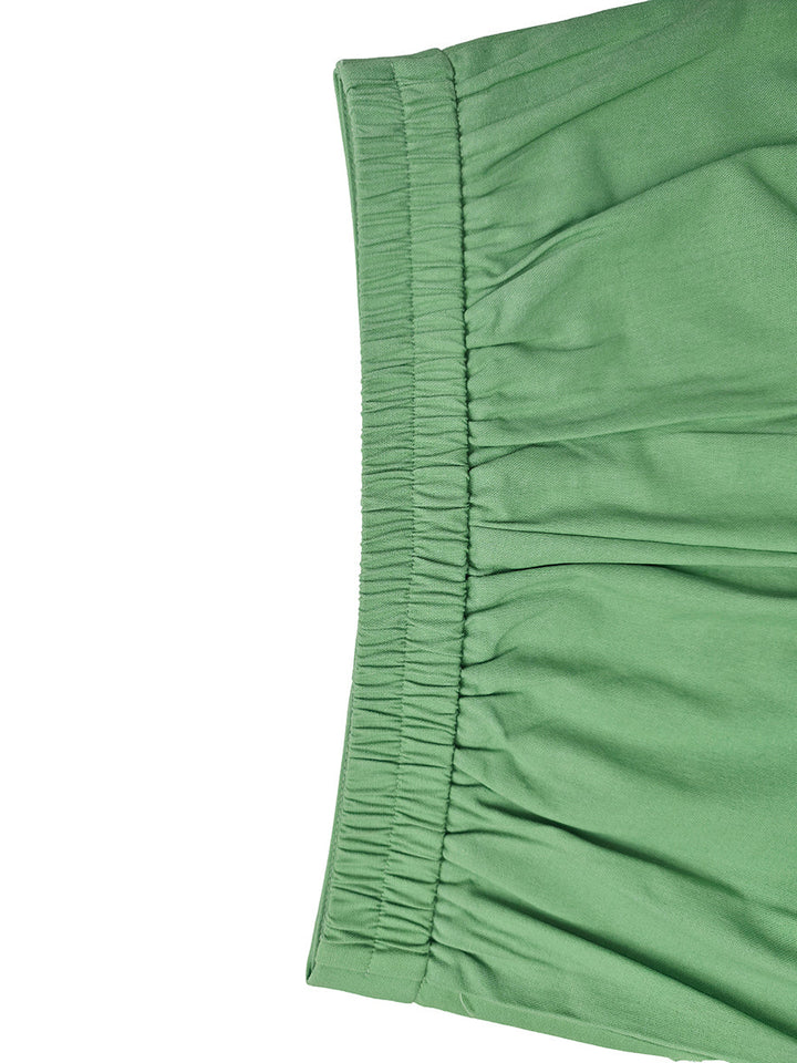 Pantalon boutonné à poches, à taille élastique, à jambes larges, taille haute, couleur unie