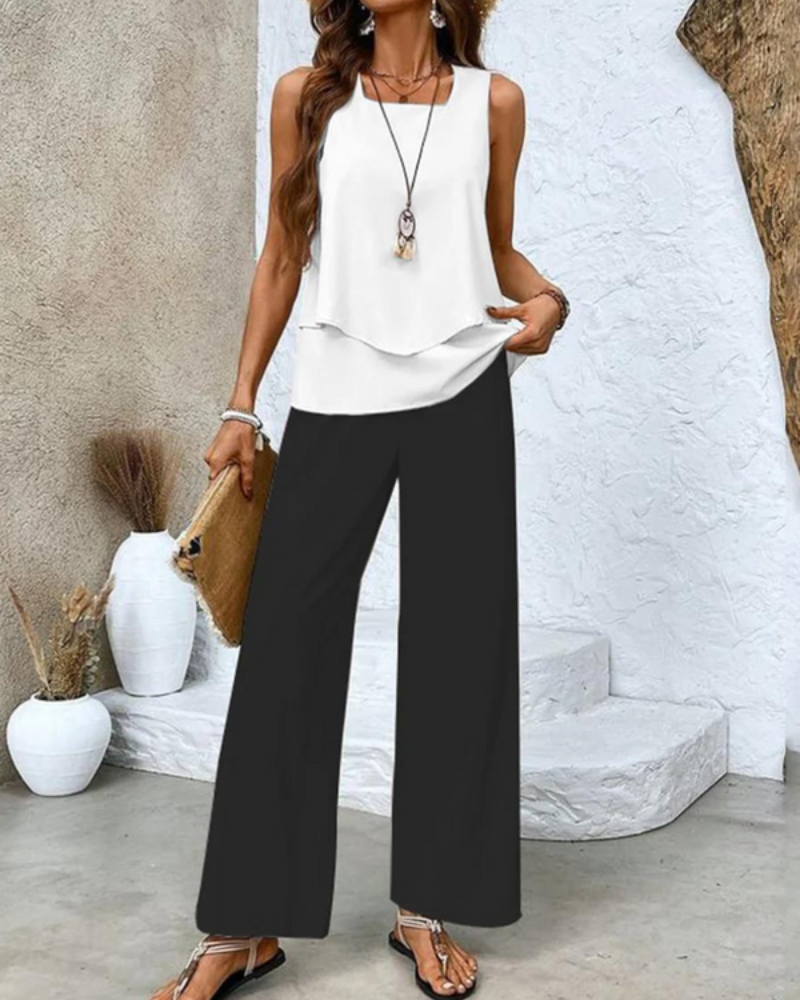 Ensemble d'été pour femmes | Top sans manches & Pantalon droit