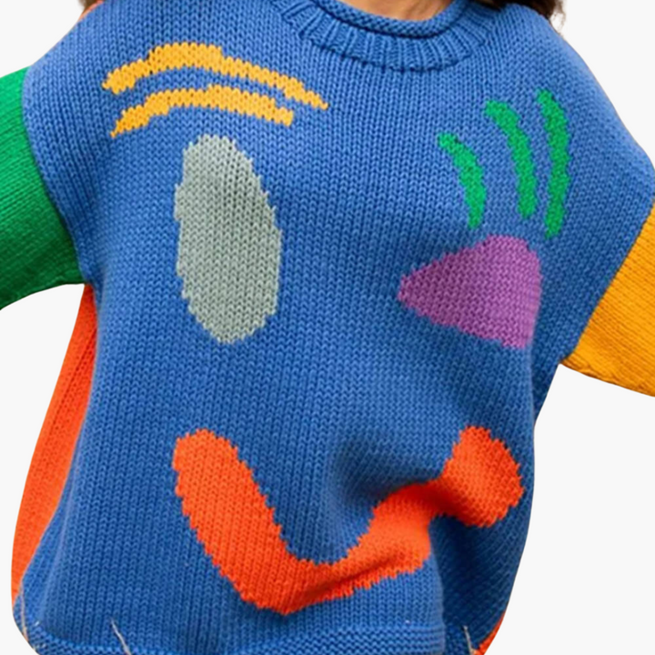 Pull en tricot pour femmes - avec coupe oversize et motif Smiley
