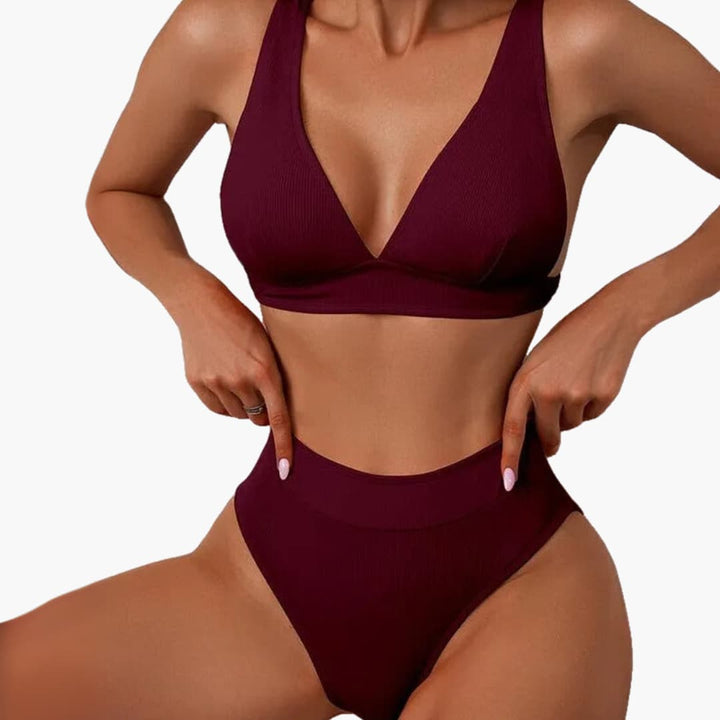 Ensemble de bikini pour femmes à rayures avec bretelles larges pour l'été