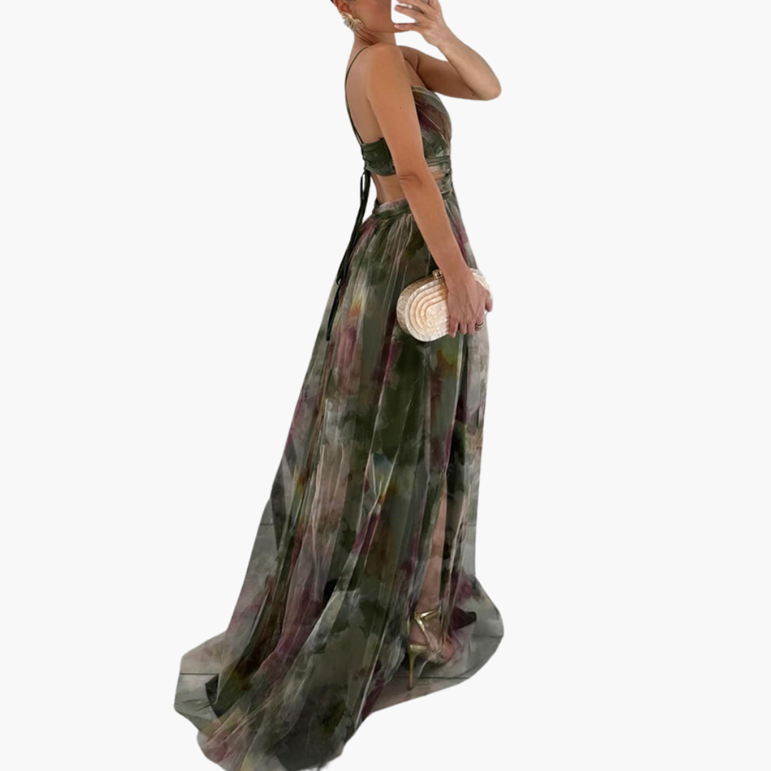 Robe Maxi Élégante pour Femmes avec - Motif Floral Glamour
