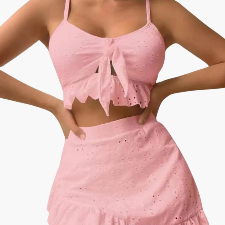 Ensemble de Bikini Femme - 3 pièces avec volants & design taille haute