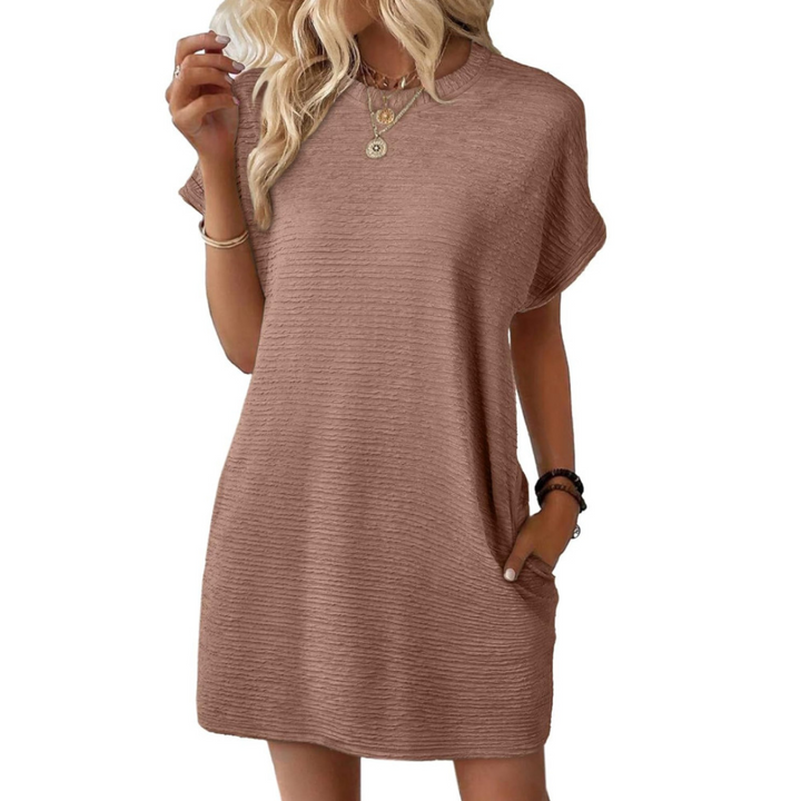 Clariss | Robe T-Shirt Femme Manches Courtes Col Rond Mini Été
