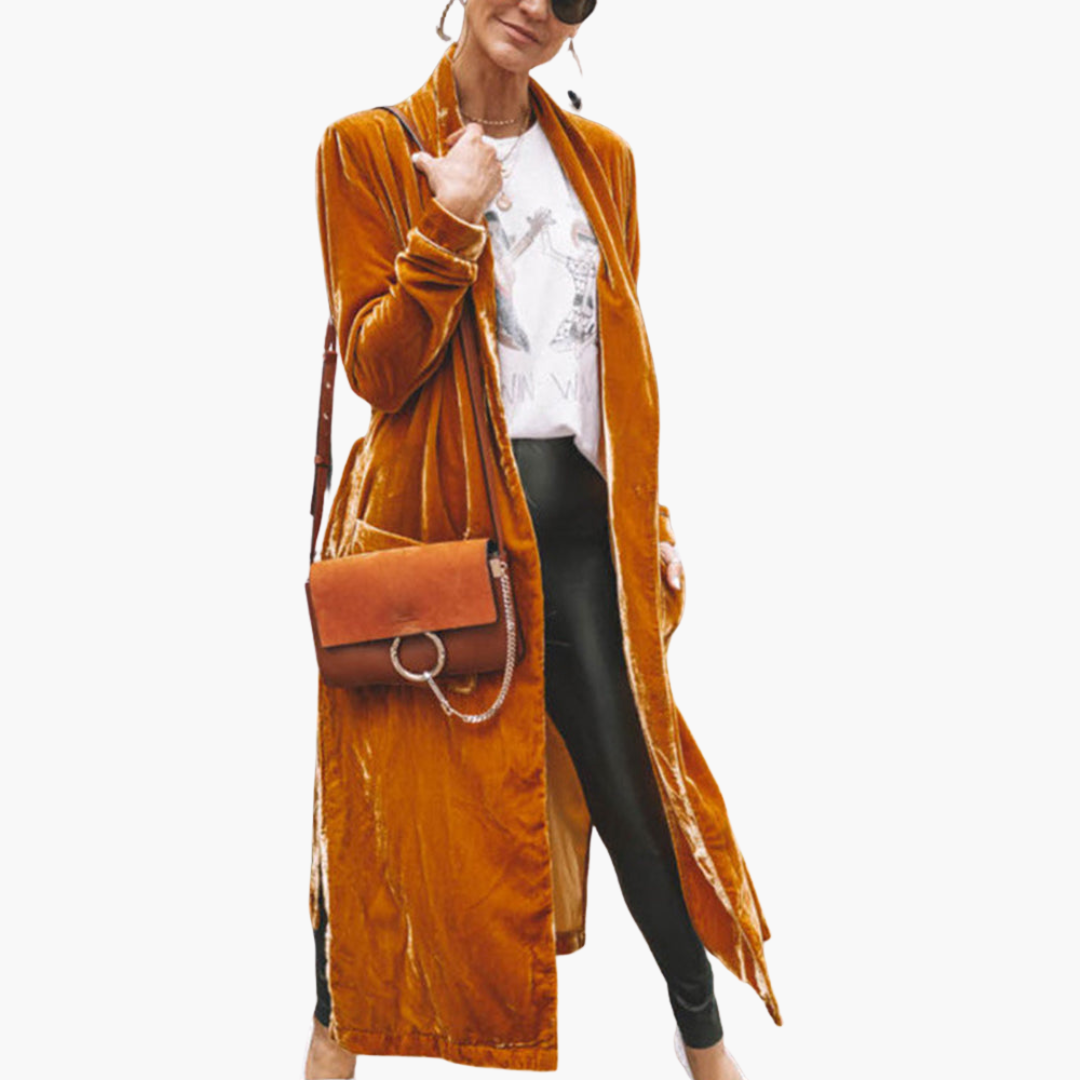 Gilet long pour femmes avec devant ouvert et manches longues