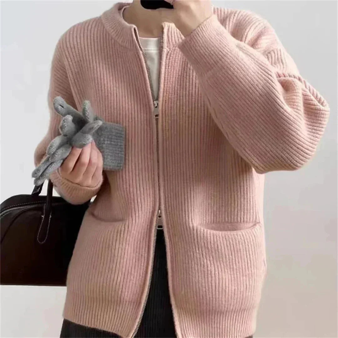Cardigan en tricot confortable avec devant ouvert et texture côtelée – pour femmes