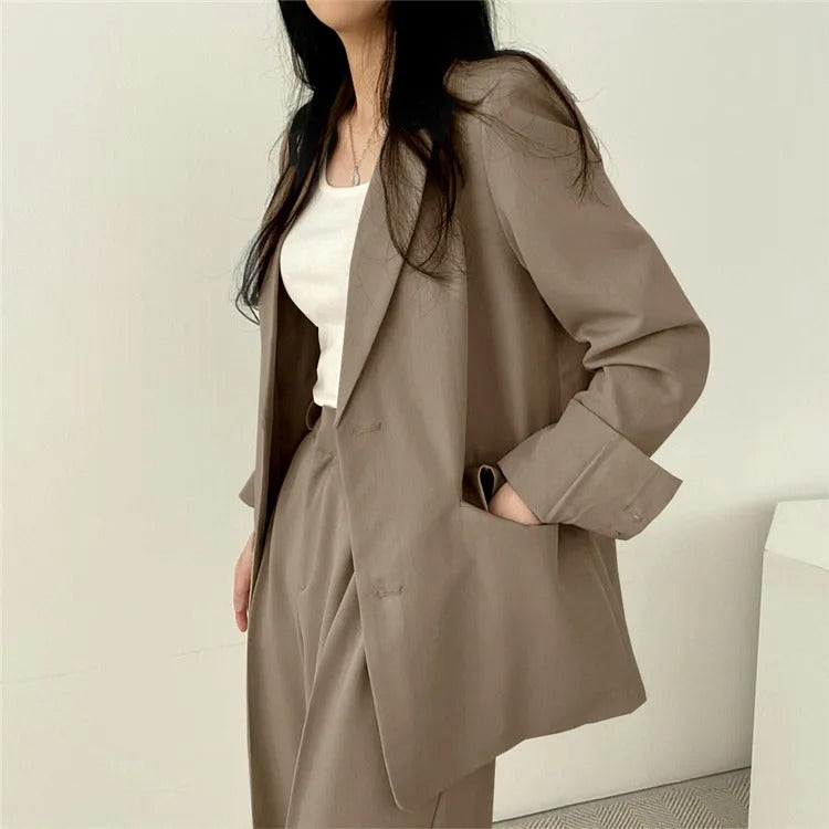 Costume Pantalon Femme Coupe Loose Blazer Baggy