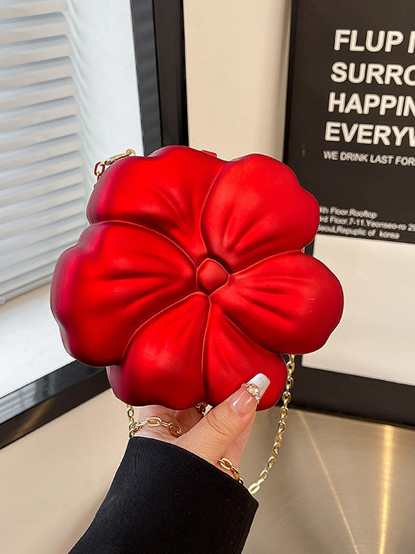 Sac bandoulière brillant à chaîne, en forme de fleur