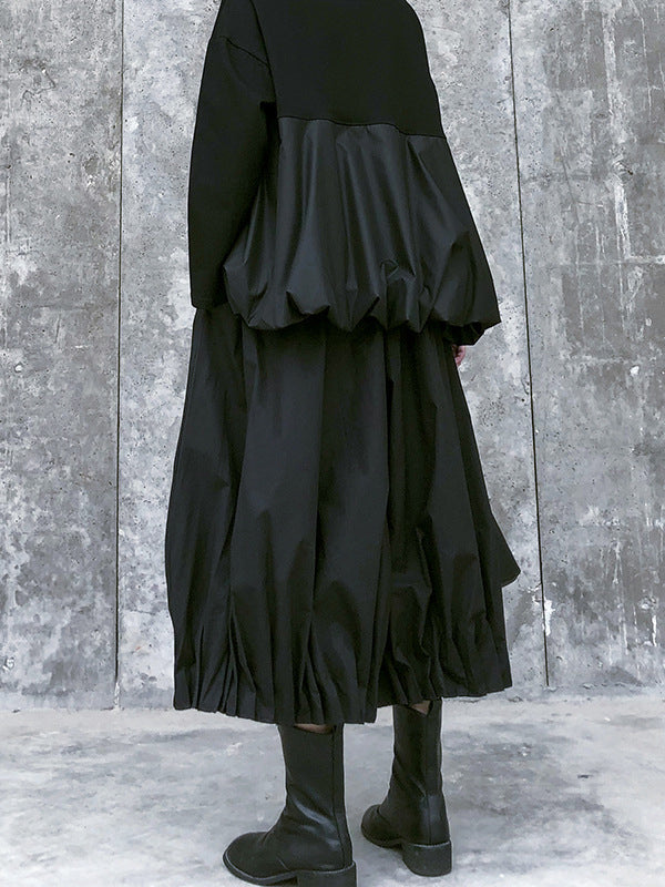 Pantalon élégant noir taille haute, à jambes larges, couleur unie