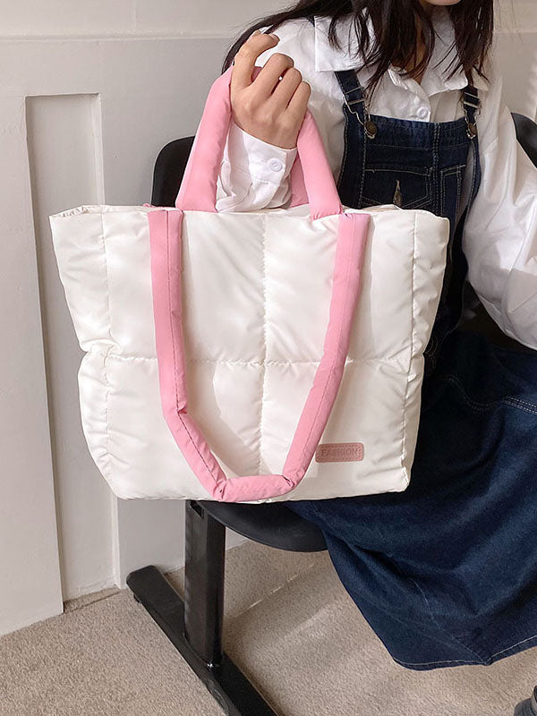 Sac cabas matelassé à empiècements, couleur contrastée