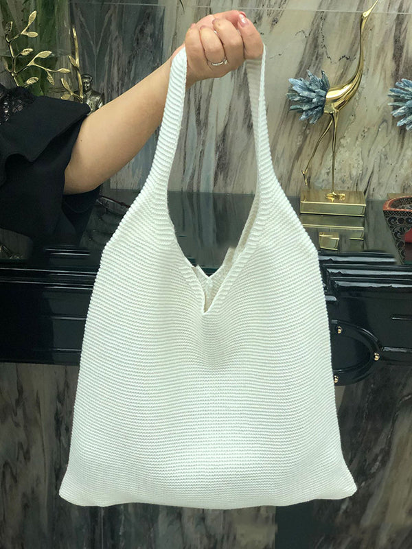 Sacs de couleur unie Sac à main tissé