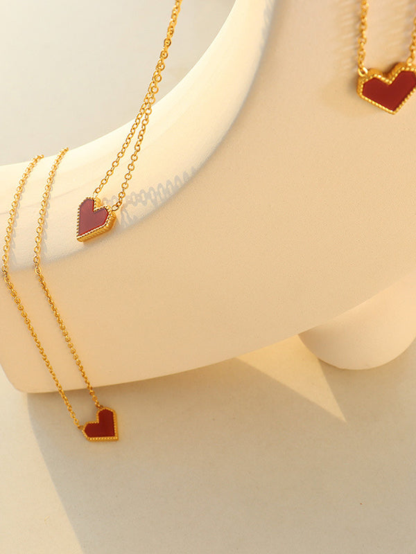Collier simple géométrique en forme de cœur