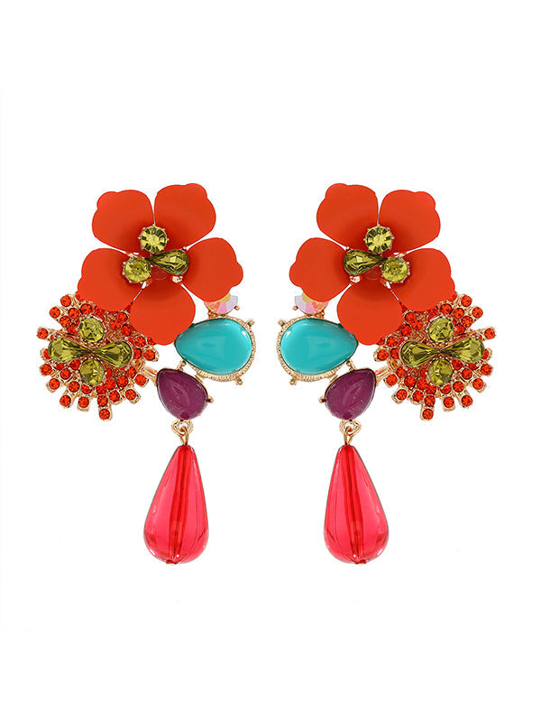 Boucles d'oreilles pendantes en forme de fleur