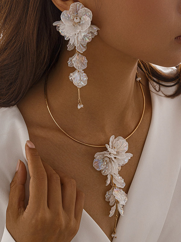 Boucles d'oreilles perlées en forme de fleur
