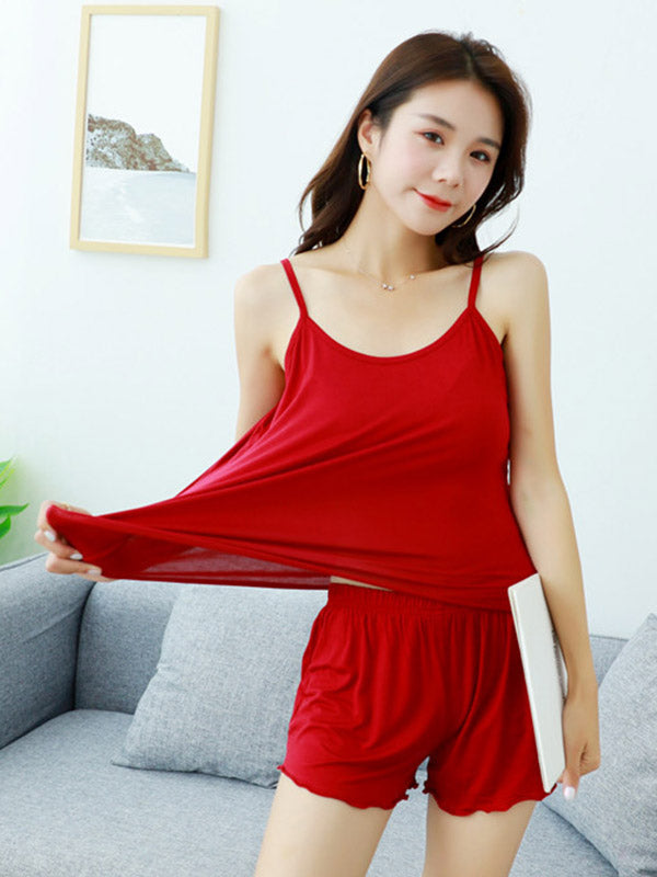 Gilet en modal 9 couleurs – Pyjama deux pièces sexy ample horts
