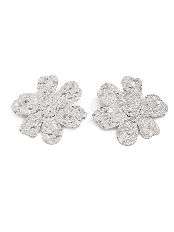 Boucles d'oreilles à coupe irrégulière, en forme de fleur