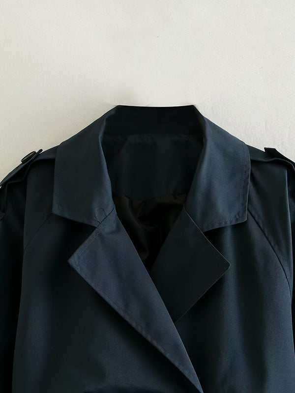 Veste ample à manches longues, à empiècements, à col revers