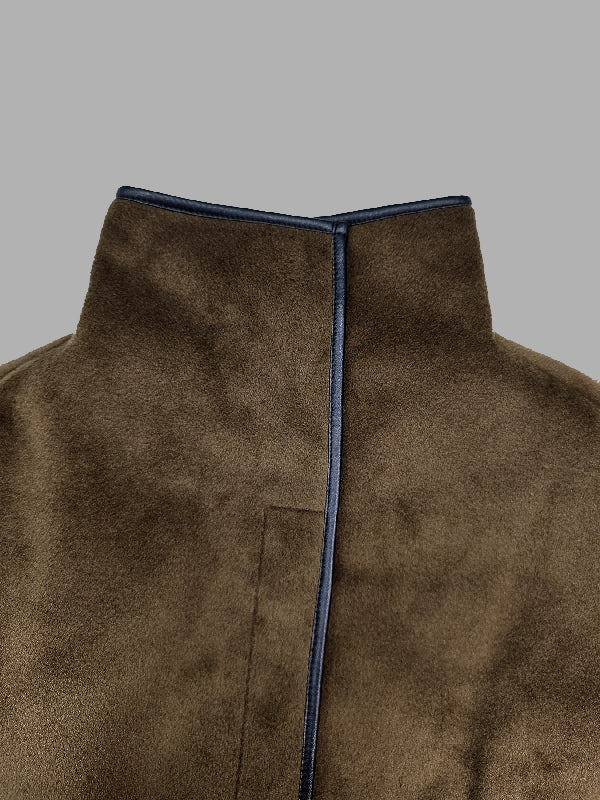 Veste ample vintage, à col montant, couleur unie