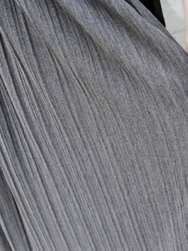 Jupes plissées décontractées à taille élastique de couleur unie