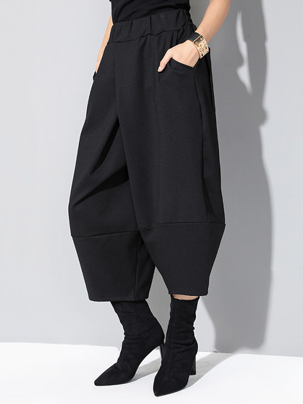 Bas de pantalon trois-quarts décontractés, jambes larges et amples, couleur unie