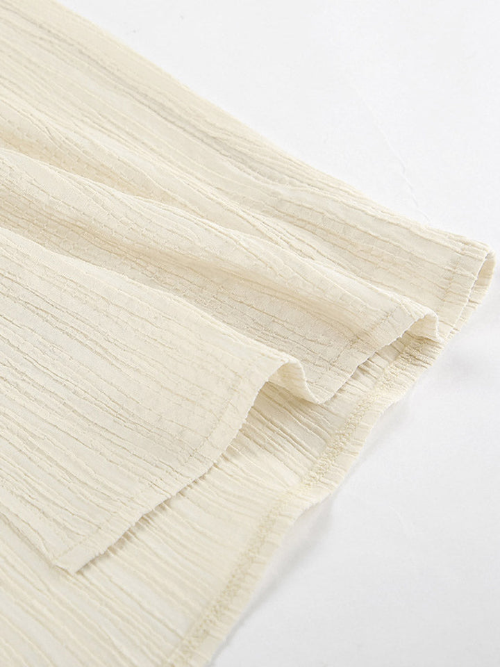 Ensemble deux pièces court plissé à col licou, à empiècements, taille haute, à taille élastique, à taille nouée, couleur unie – débardeur + pantalon