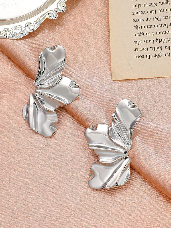 Boucles d'oreilles en forme de fleur, couleur unie