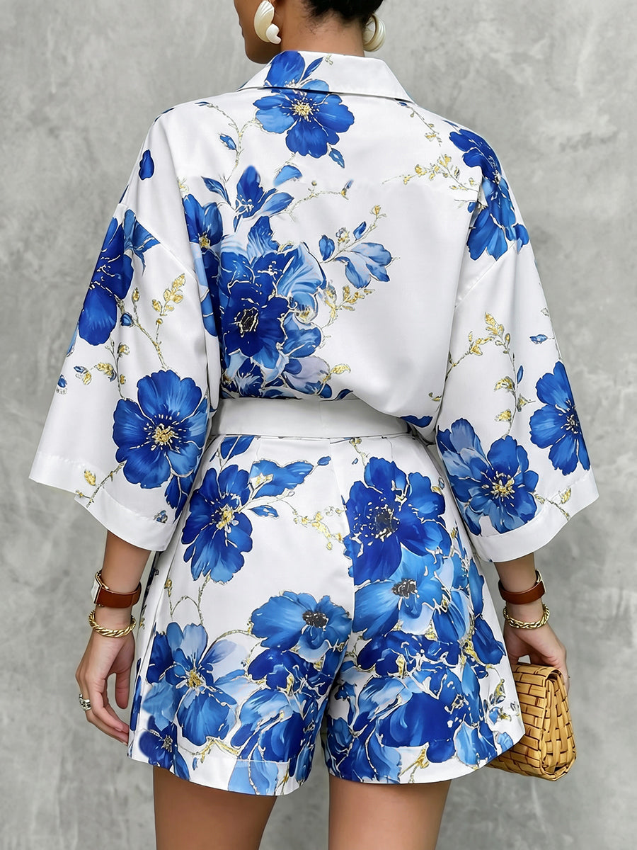 Short ample à jambes larges, à imprimé floral, à poches