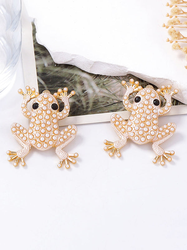 Boucles d'oreilles brillantes en forme d'animal, à strass