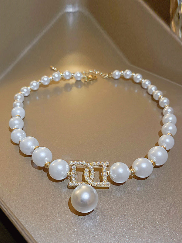 Collier délicat en perles d'imitation, accessoires de colliers