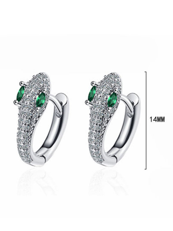 Boucles d'oreilles à strass, en forme de serpent