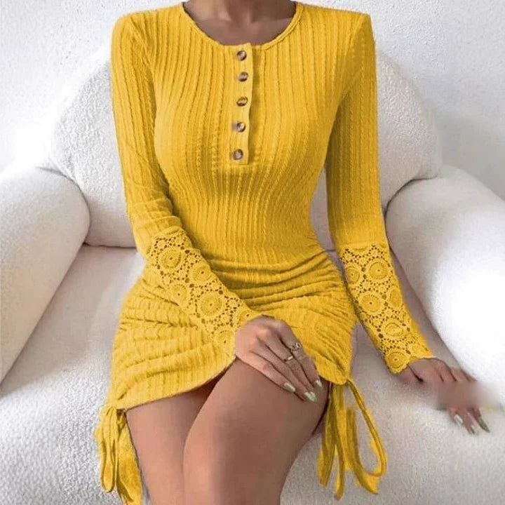 ANTJE - ROBE EN TRICOT RAYÉE AVEC BOUTONS