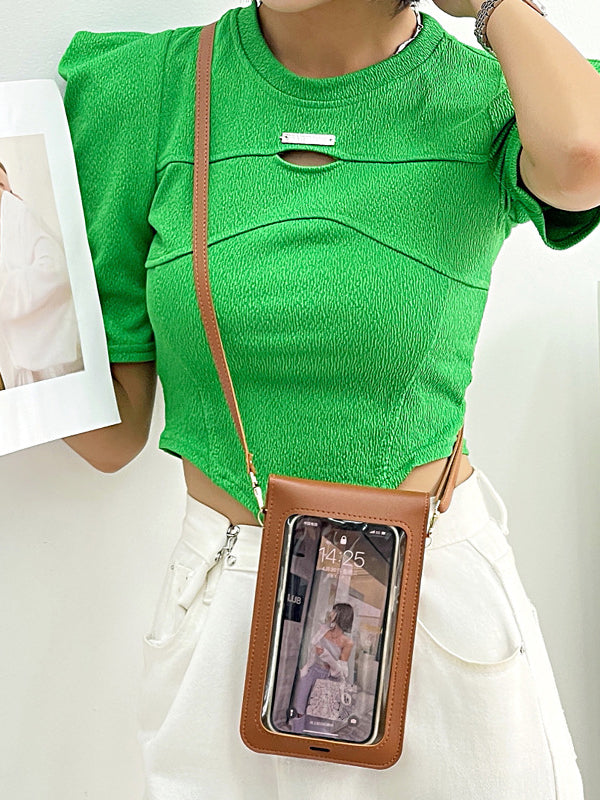 Sac à bandoulière en PU simple de couleur unie