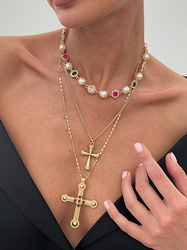 Collier superposé à pompons