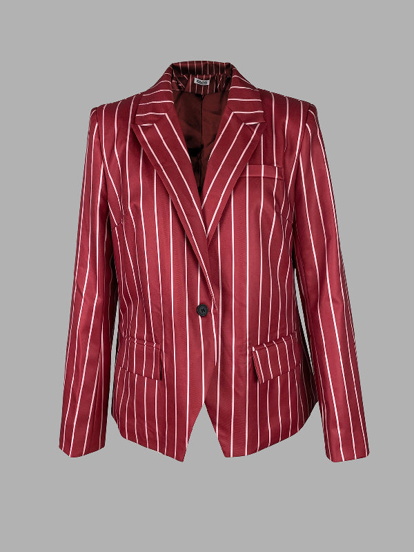 Blazer ample rayé à manches longues, à col cranté