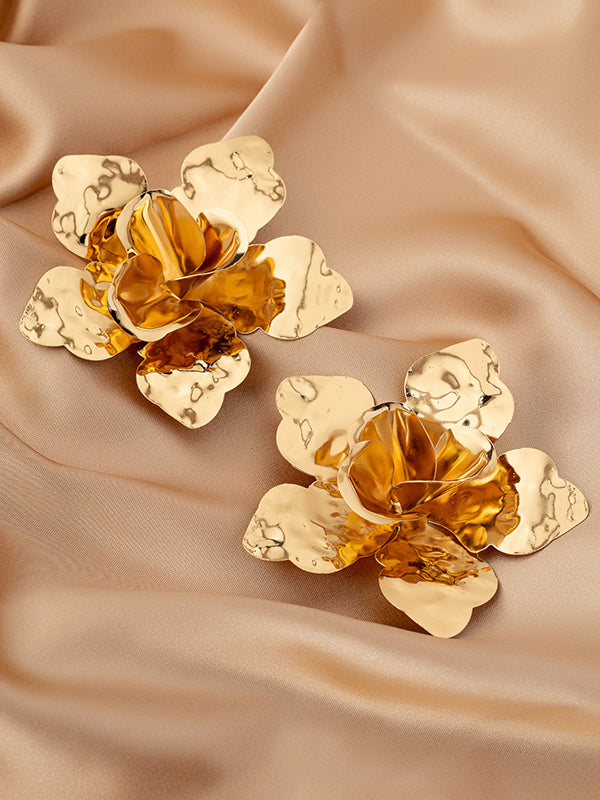 Boucles d'oreilles pendantes en forme de fleur, couleur unie