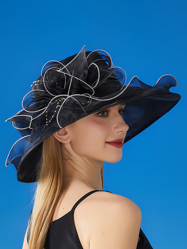 Chapeau de soleil transparent en forme de fleur, à empiècements